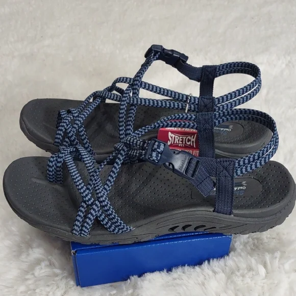 Skechers Blue Strappy Sandals, Size 10 - Picture 3 of 17